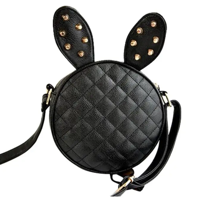 

Maison Fabre Cartoon Female Messenger Shoulder Bags Women Cute Rabbit Ear Round Leather Handbag Girl Black Leather Crossbody Bag