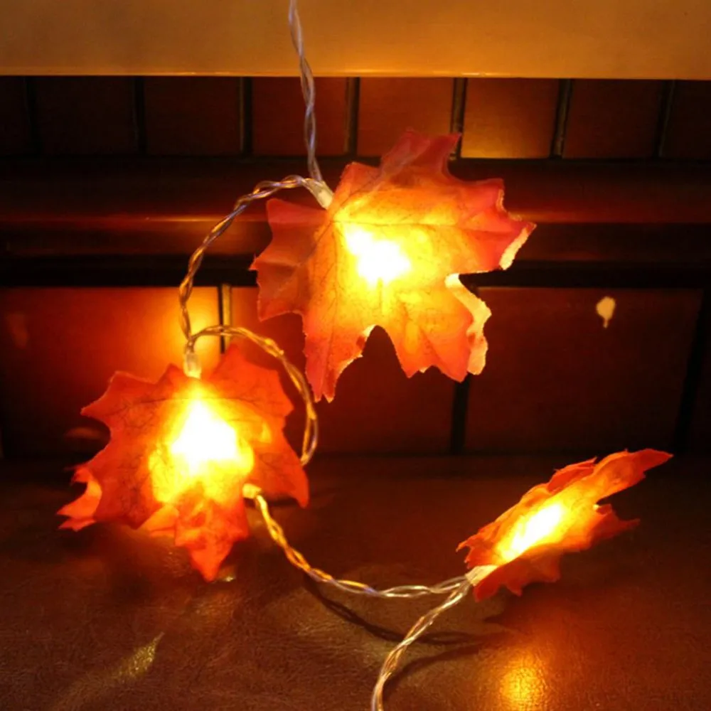 1.5M 3M 20 Lights Maple Leaves Garland Led Fairy Lights for Christmas Tree Decoration Autumn String Light Festive DIY Decor