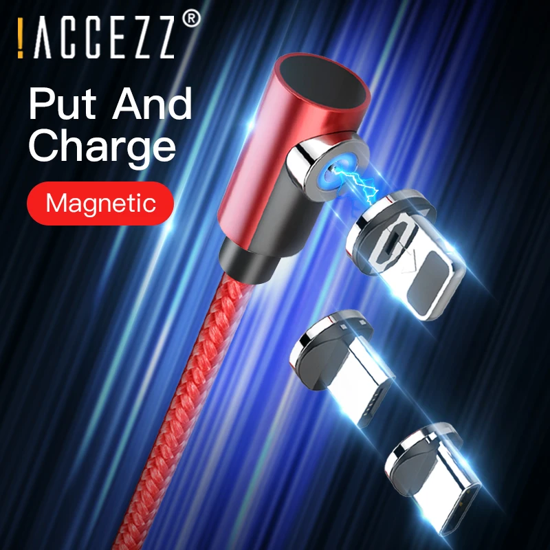 

!ACCEZZ Magnetic Cable For iPhone X XS MAX XR 8 Fast Charging Micro USB Type C For Samsung S10 Magnet Charge Phone Cable Cord 2M