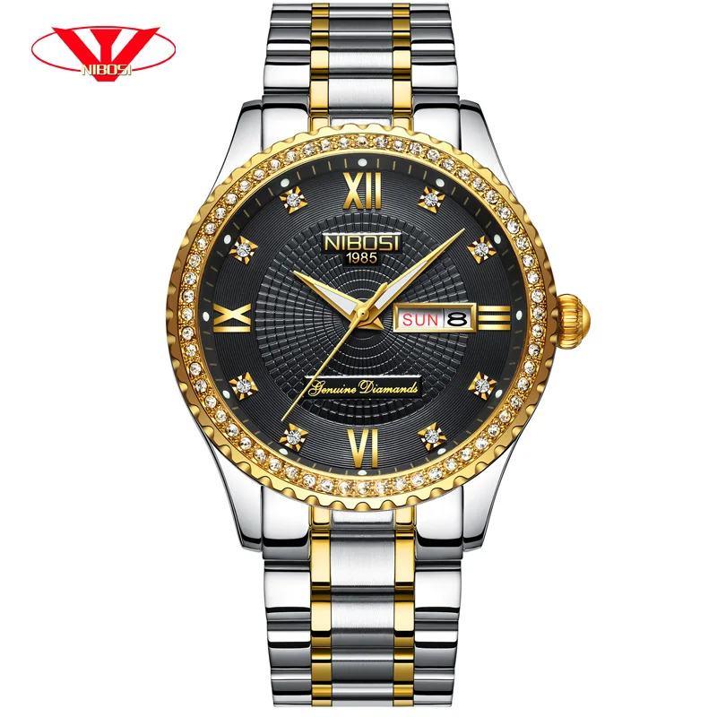 NIBOSI спортивные часы новые часы Для Мужчин Скелет автоматические механические часы золото моды Повседневное Бизнес скелет человека смотреть лучший бренд класса люкс - Цвет: JJHM