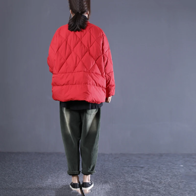 Lâche Hiver Dll1227 Turn Couleur hg Manches Mode Pleine Dll1227 Manteau Femmes Casual red Solide Femlae Poche Corée down Collar Black Nouvelles De Parka 2018 xpBq07BYw