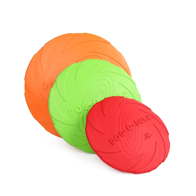 

3 Sizes Dog Flying Discs Colorful Natural Rubber Soft Tough Dog Toy For Pet Dog Training Playing With Milk Fragrance