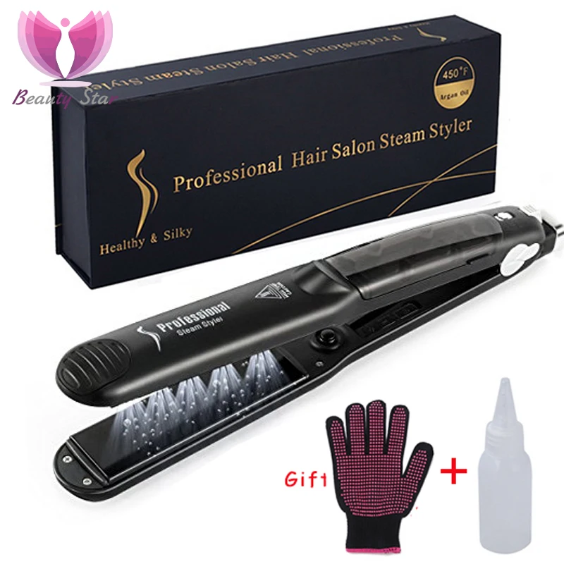 

Professional Steam Hair Straightener Ceramic Vapor Hair Flat Iron Seam Hair Straightening Iron Curler Steamer Hair Styling Tool