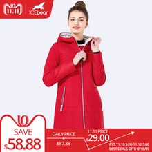 ICEbear 2018 Spring Autumn Long Cotton Women s Coats With Hood Fashion Ladies Padded Jacket Parkas