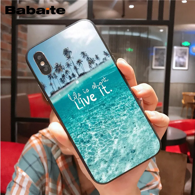 الصيف شاطئ نجم البحر الأزرق السماء أسود TPU لينة غطاء إطار هاتف محمول ل iphone X XS ماكس 8 7 6 ثانية زائد 5 ثانية SE XR الهواتف المحمولة Babaite