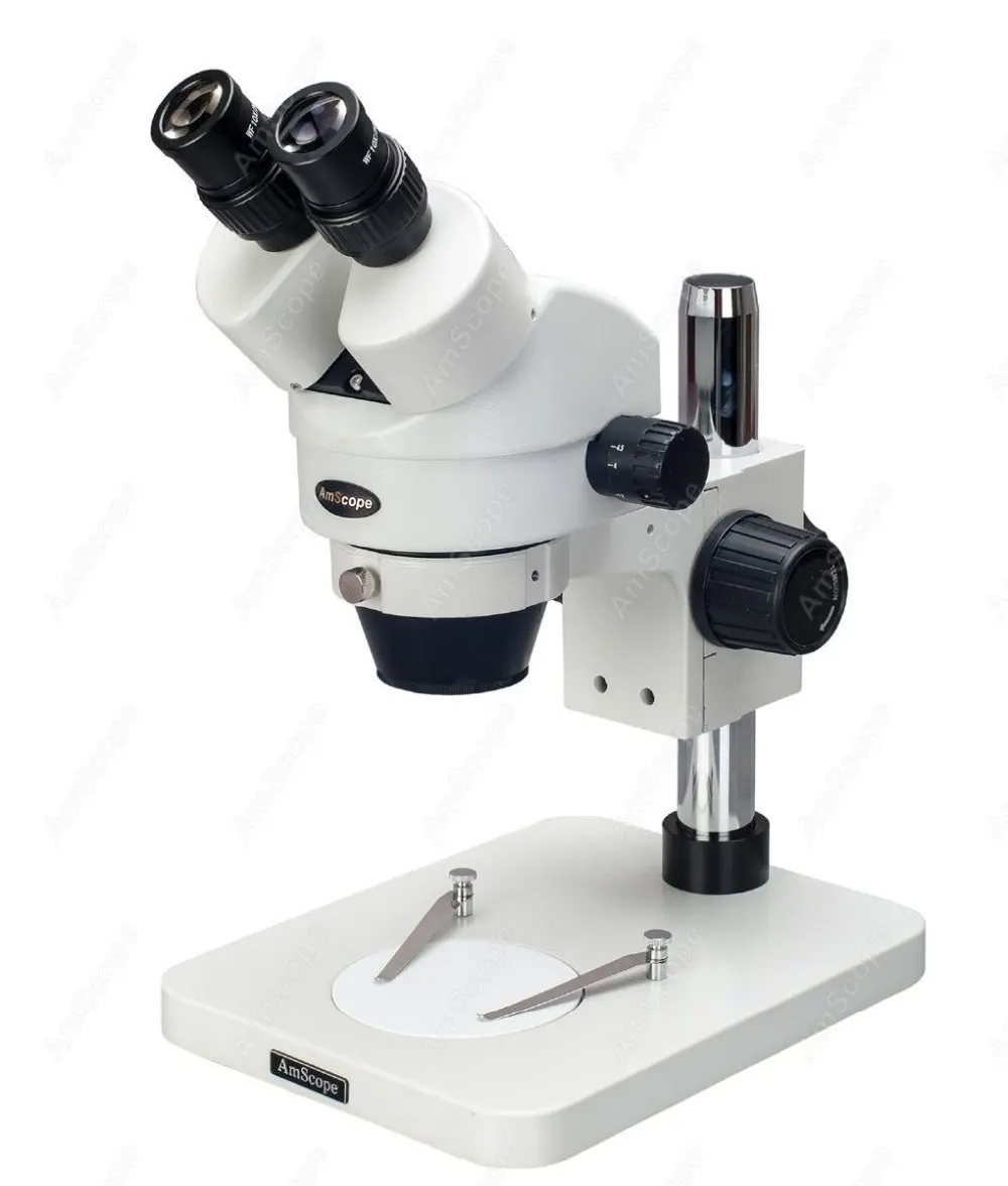 Binocular Stereo Microscope AmScope Supplies 7X 45X Table Pillar Stand