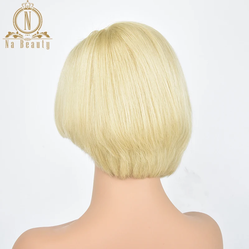 13x6 Lace Front Human Hair Short Bob Wigs Pixie Cut Ombre Color 1B 27 613 Blonde Black Straight For Women Brazilian Remy Hair