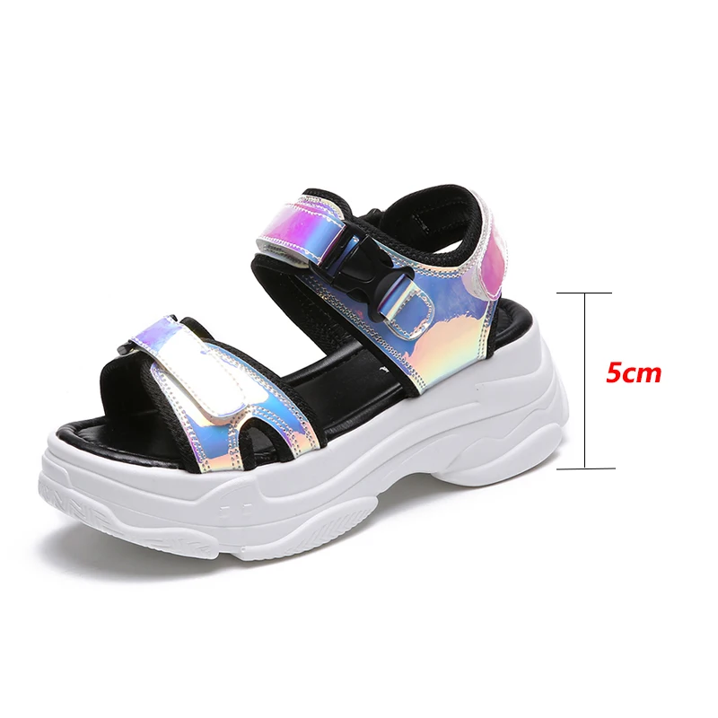 Fujin Brand Women Sandals 2019 New Fashion Ladies Casual Shoes Bling Wedges Buckle Strap Platform Shoes 5 CM Summer Sandals