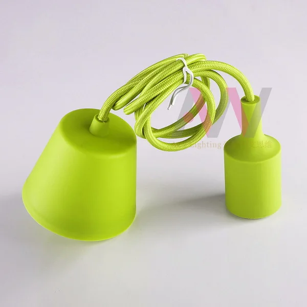 Colorful Ceiling light cord set with E27 silicon lamp socket with 2 meters textile cord Colorful Ceiling light cord set with E27 silicon lamp socket with 2 meters textile cord