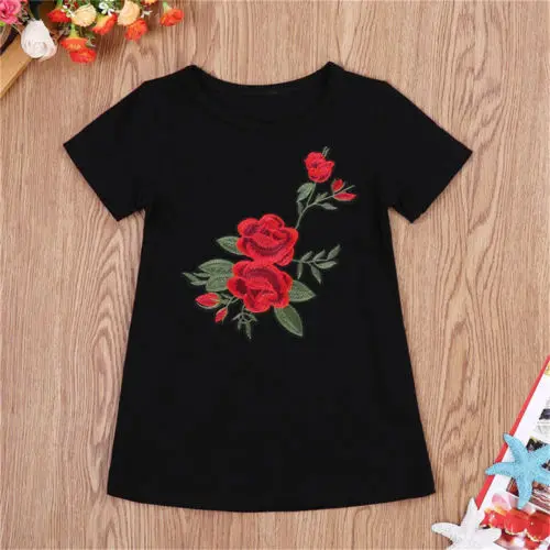 Newborn Kid Baby Girls 3D Roses Flower Printing Princess Party Dress Outfits Xmas Straight Dresses Sleeve Black