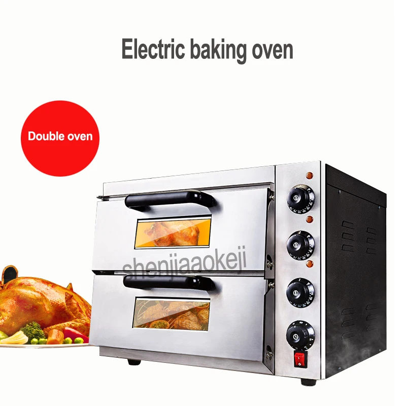 Коммерческий термометр электрическая двойная печь для пиццы/мини печь для выпечки/хлеб/торт тостер печь с конфорками WL002 220 v 3kw 1 шт