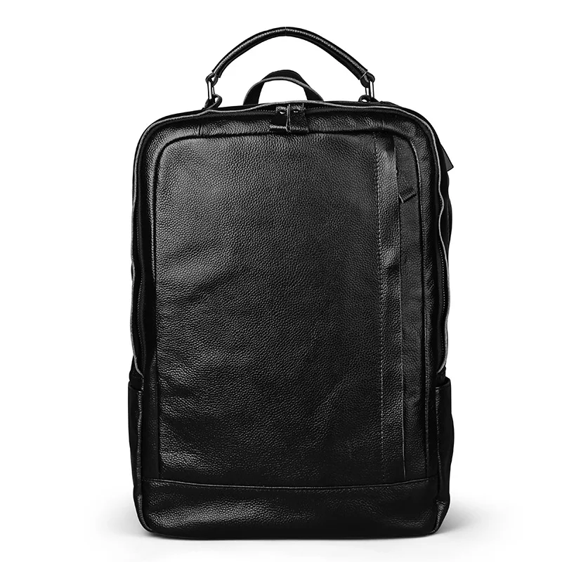 

100% Cow Genuine Leather Men Backpacks Fashion Real Natural Leather Student Boy Luxury Brand Lager Computer Laptop Travel Bag