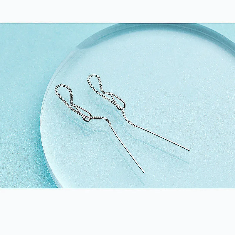 INZATT Real 925 Sterling Silver Elegant Chain Tassel Stick Bar Dangle Drop Earrings Fine Jewelry For Women Party