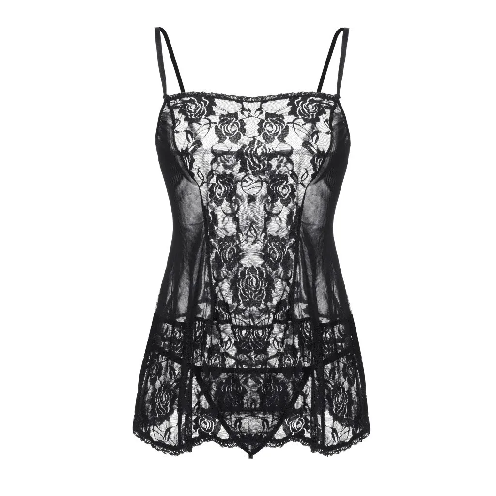 Сексуальное женское кружевное белье Babydoll нижнее Ночная рубашка плюс размер