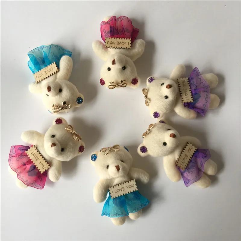 11cm 2pcs Small Romantic Bear Plush Toys Letters I Love You Bear Dolls Brinquedos DIY Flower Bouquet Decor Valentines' Gift  (47)