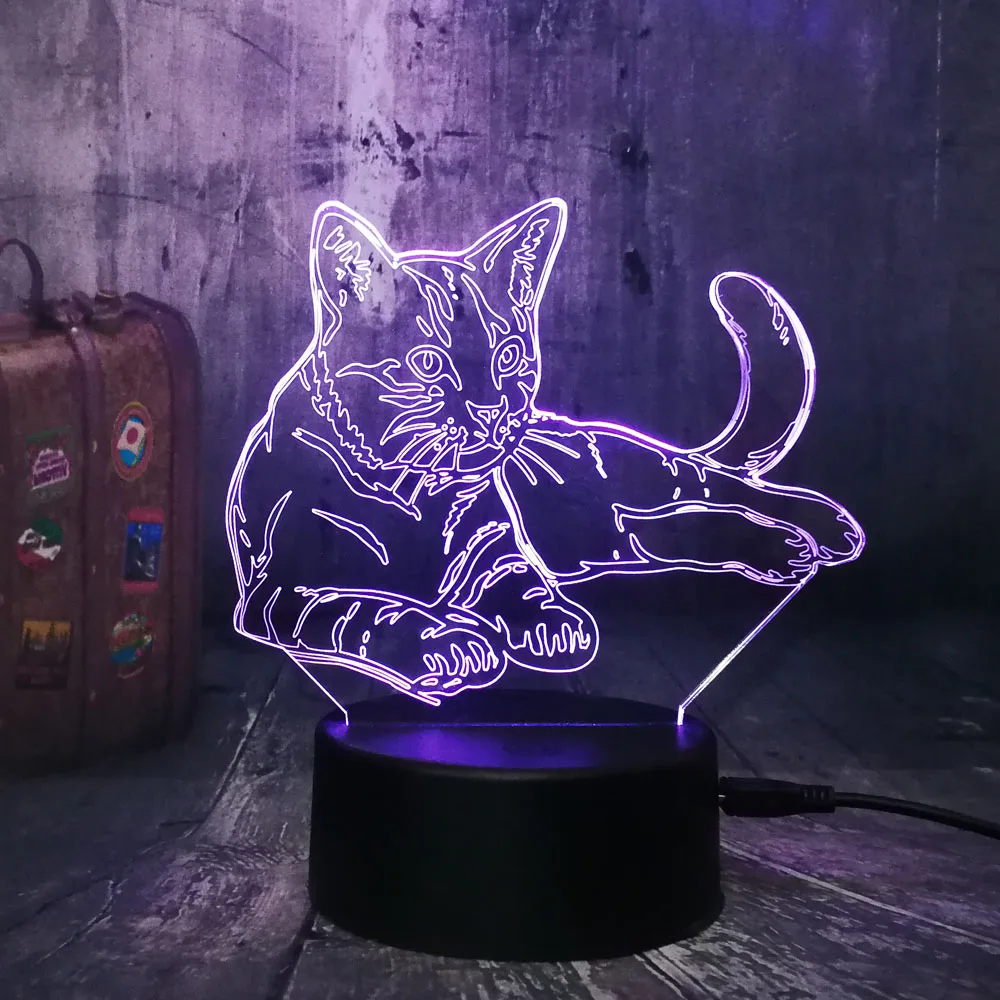Новинка милый кот 3D светодиодный Ночной светильник 7 цветов изменить ребенок детские спальные настольная лампа для дома Украшения в спальню Рождественский фестиваль подарок