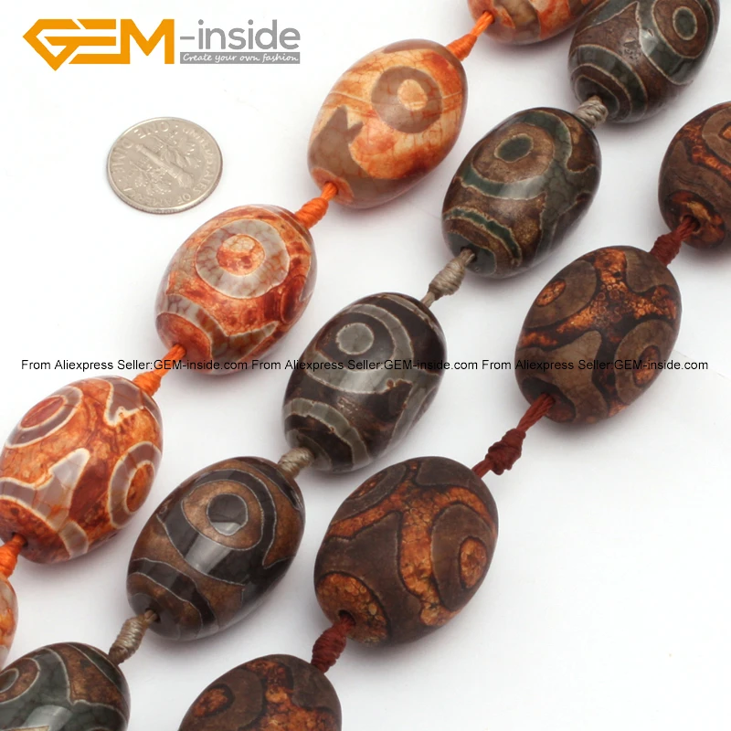 

Olivary Vintage Dzi Beads Tibet Agates Beads For Jewelry Making 20X30mm 10pcs DIY FreeShipping Wholesale Gem-inside