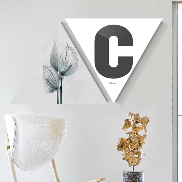 nordic style framed triangle flowers with words canvas posters print