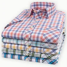 Мужская клетчатая рубашка Новая летняя мужская Повседневная рубашка с коротким рукавом Мужская модная рубашка