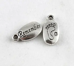 

450PCS Tibetan Silver Color REMEMBER feet charm A9894