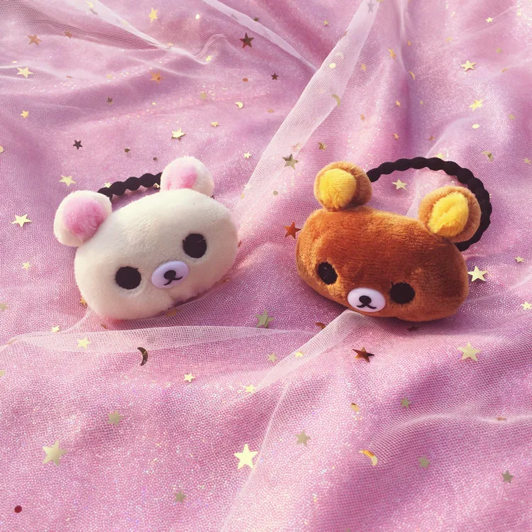 

1PCS New Cute Relaxed Bear Head Children Hair Ropes Elastic Rubber Hair Band Girls Hair Accessories Baby Headwear Kids Headdress