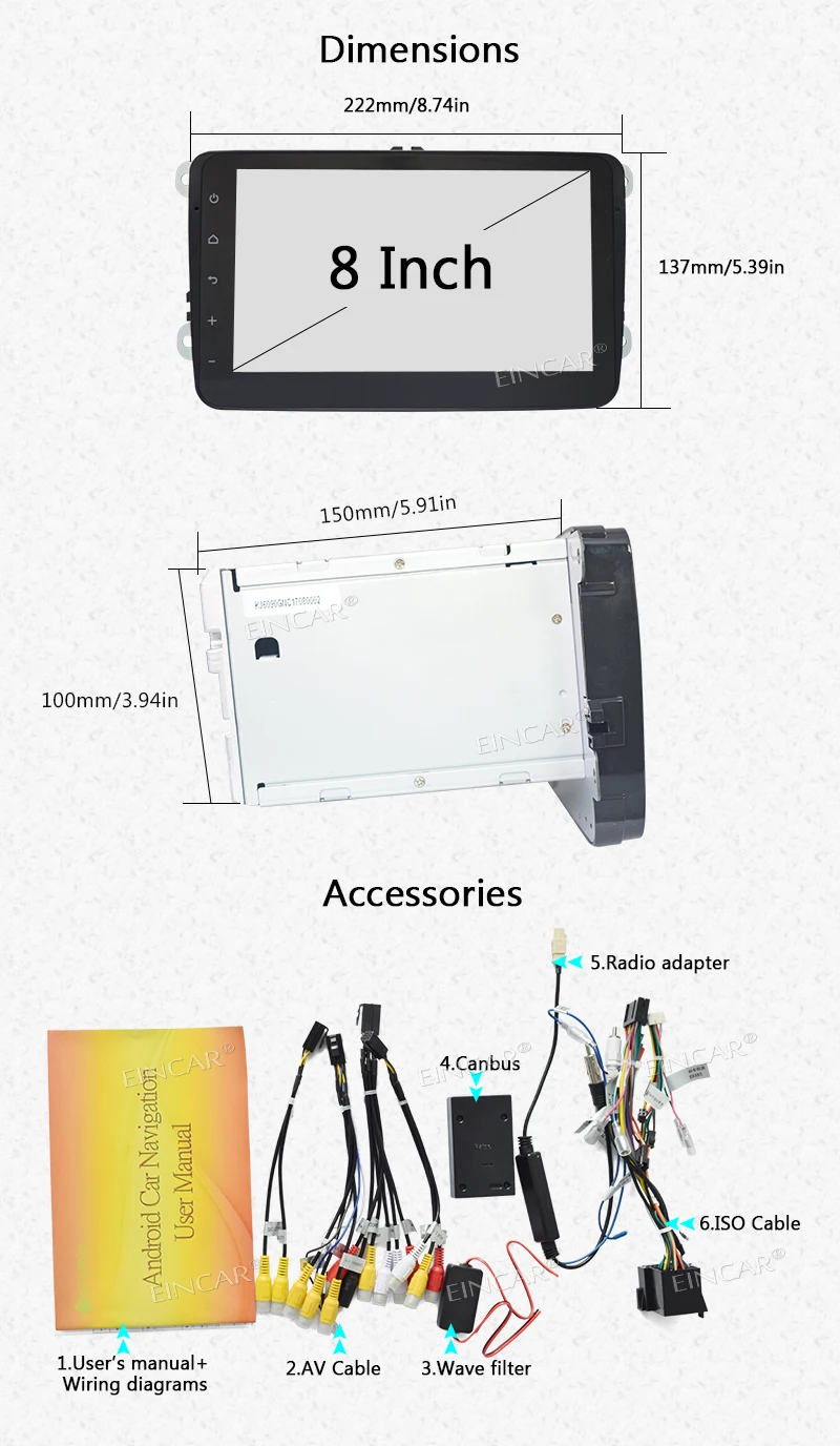 Top Android 7.1 2 Din Car Stereo Video Receiver Radio GPS Navigation for VW Golf Polo Passat Tiguan Jetta EOS+free Camera and canbus 10