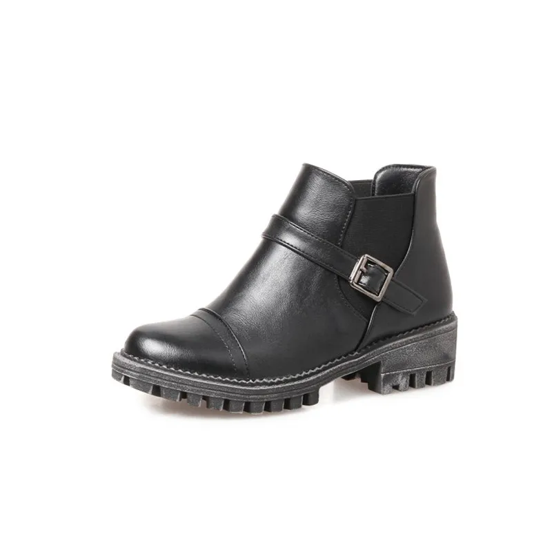 

34-44 Ankle Boots For Women Plush Warm Women Winter Boots Big Size Women Winter Shoes Snow Platform Heel 4.5 CM