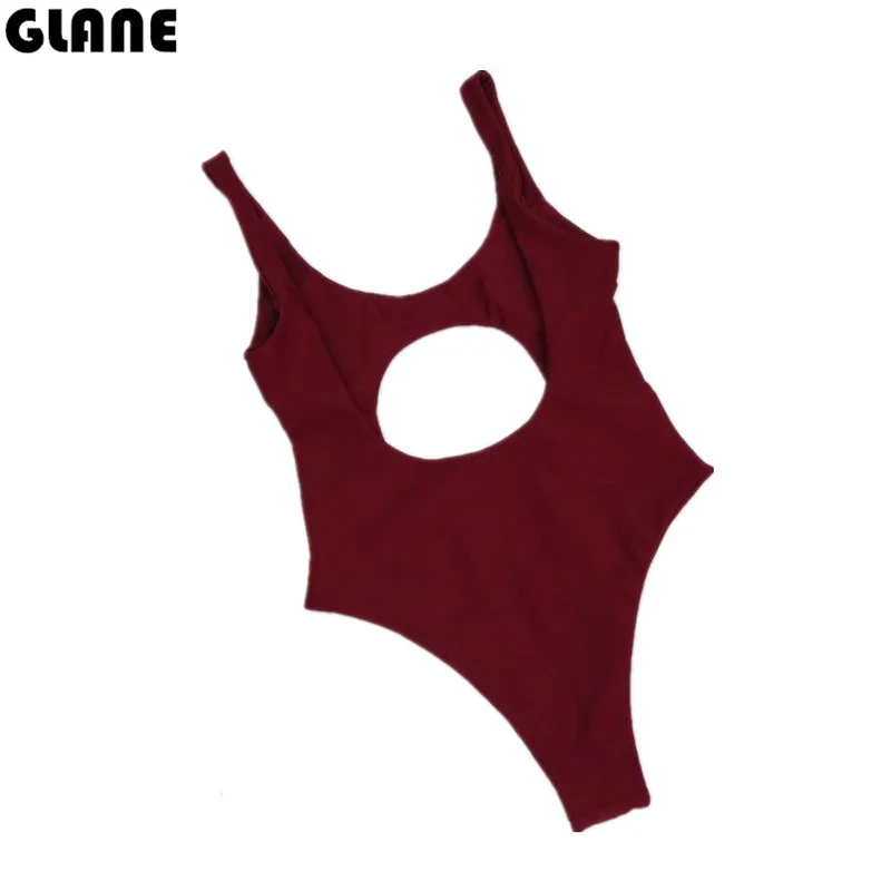 Sexy One Piece Cut Out Swimwear Women Solid Monokini Backless Swimsuit Women Bathing Suit