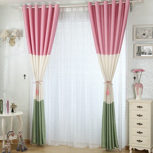 New Moder Mixed Color Curtains For Children Living Room Luxury Moder Mixed Color Curtains For Children Living Room Luxury Window Bedroom Pink