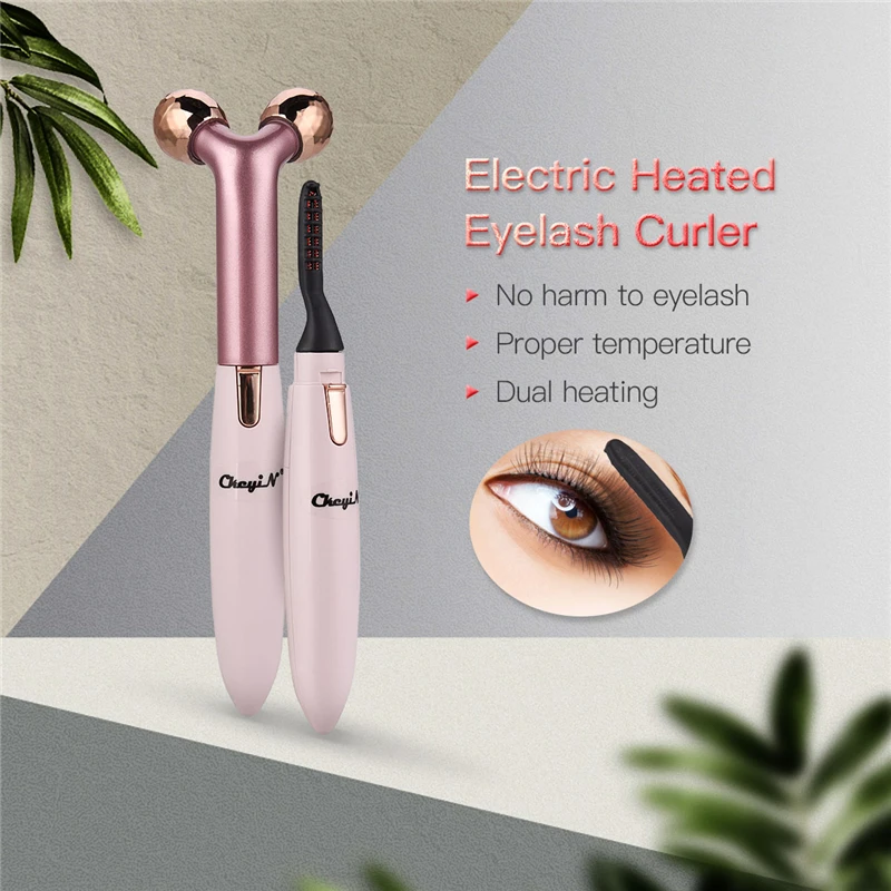 

2 In 1 3D Roller Facial Massager Electric Heated Eyelash Curler Thin Face Full Body Shape Massager Lifting Beauty Skin Care 38