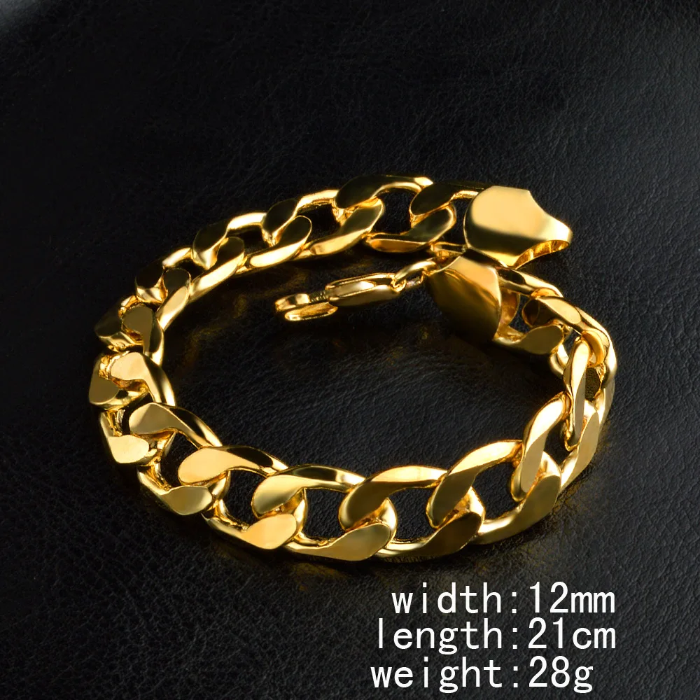 Популярный бренд золотой браслет классический боковой дизайн 12 мм Ювелирные изделия Ручной работы 18 K классические браслеты de Ouro