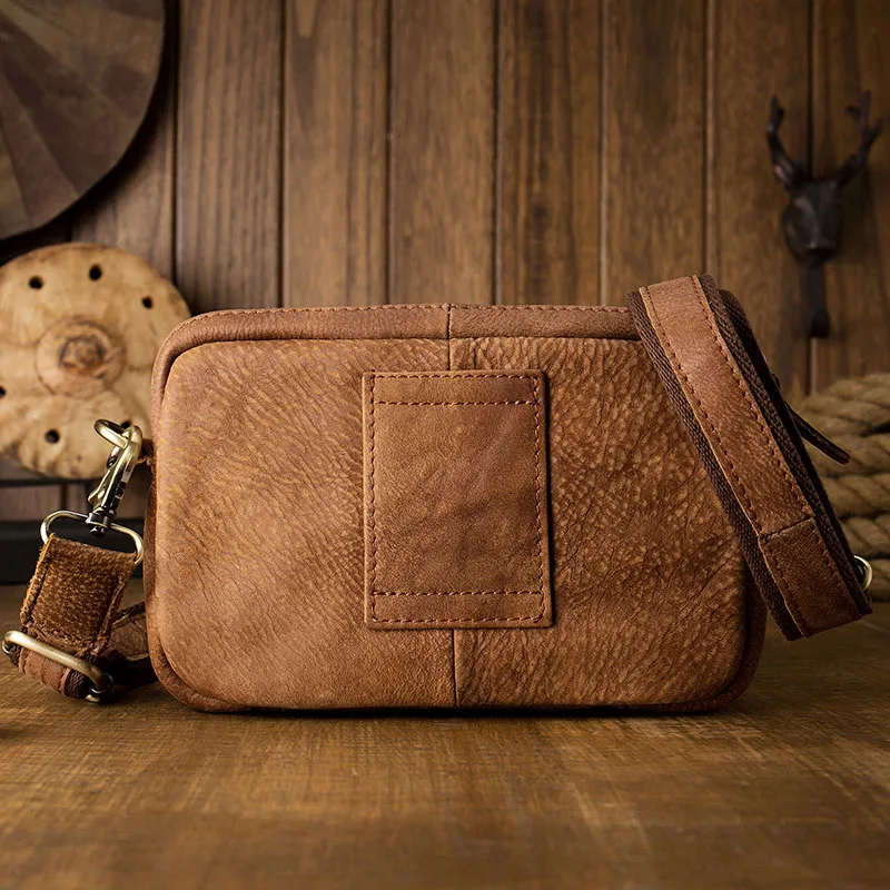 AETOO The original design of handmade cattle skin leisure single shoulder bag  mini bag men's purse slant bag waist bag 