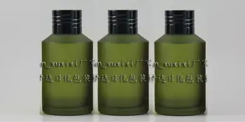 

125ml green frosted Glass bottle With black aluminum screw cap and reducer.for Essential Oil/liquid cream/lotion,glass Container