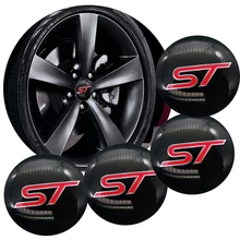 4 pçs 56mm st logotipo centro da roda do carro tampas emblema para ford st fusion everest fuga explorer borda mondeo foco ecosport fiesta kuga