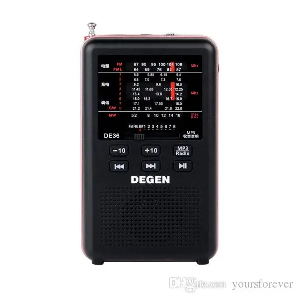 

Brand New DEGEN DE36 FM Stereo FM1-2/MW/SW1-8 Full-band World Receiver MP3 Player Radio-Black Y4238A