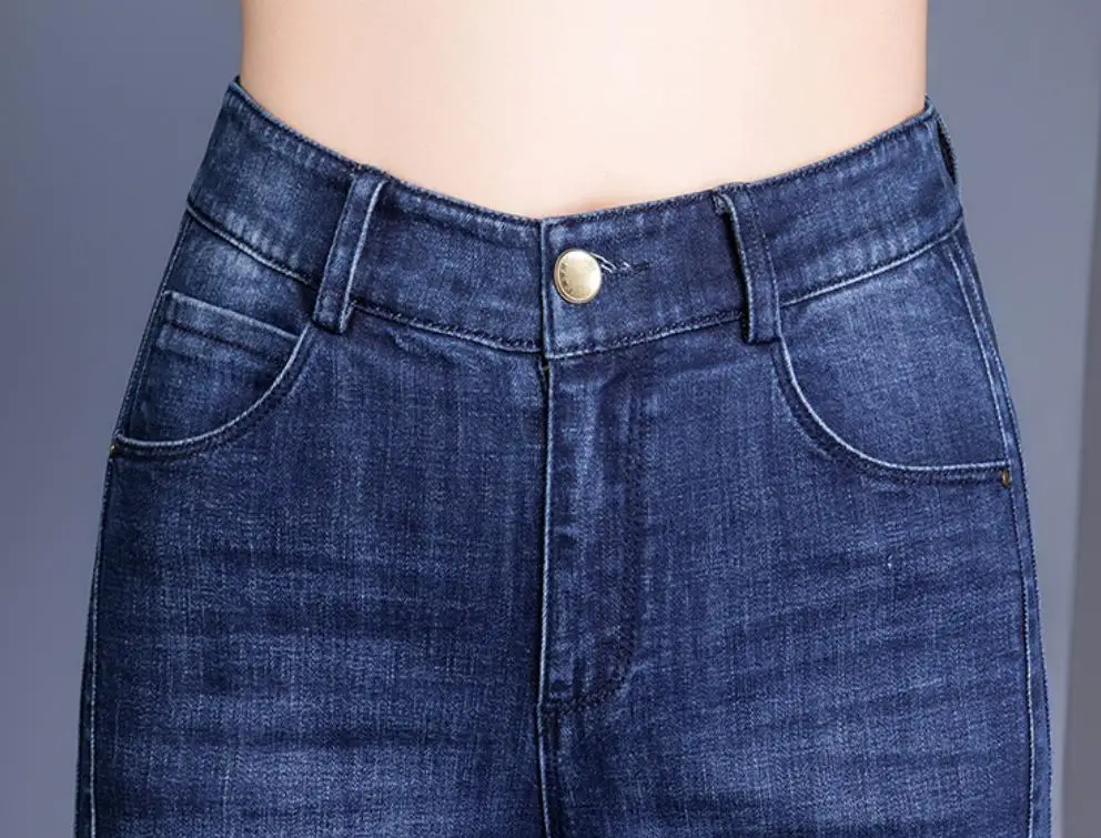 Большие размеры 26-33! широкие джинсы женские случайный звонок джинсы с кроем для женщин Высокая талия полная длина брюки бойфренд