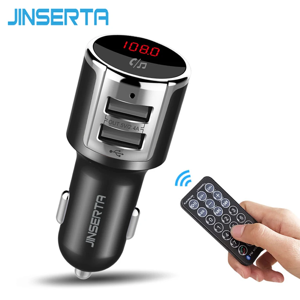 JINSERTA Bluetooth fm-передатчик двойной USB Автомобильное быстрое зарядное устройство USB MP3 музыкальный плеер приемник Hands free с пультом дистанционного управления