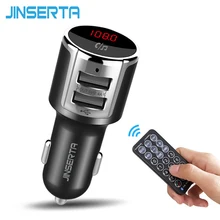 JINSERTA Bluetooth fm-передатчик двойной USB Автомобильное быстрое зарядное устройство USB MP3 музыкальный плеер приемник Hands free с пультом дистанционного управления