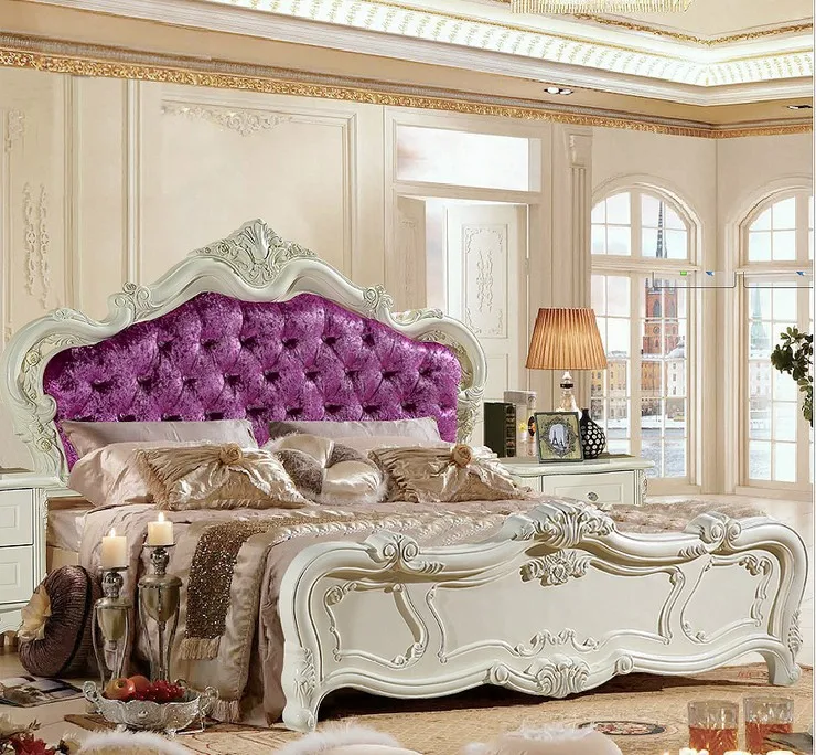 Высокое качество кровать Мода Европейский Французский Резные кровати 1.8 м кровать 8752