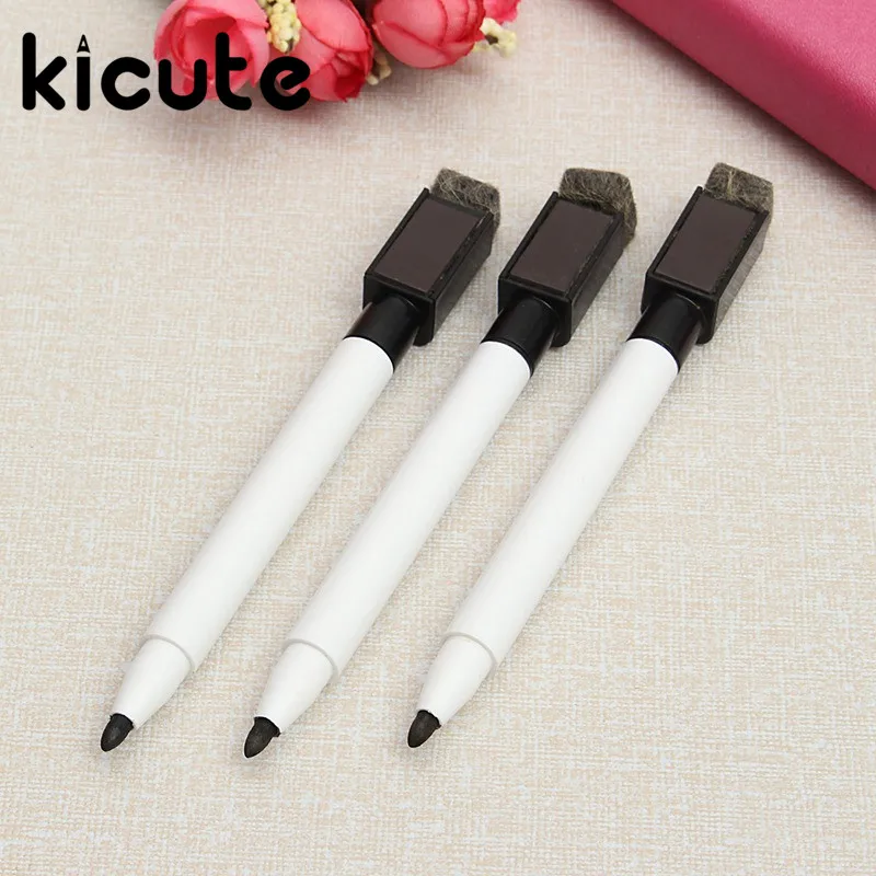 Kicute шт. 3 шт. черный Ручка для доски на магните стираемый сухой белый доска маркеры с магнитом и ластик офисные школьные принадлежности