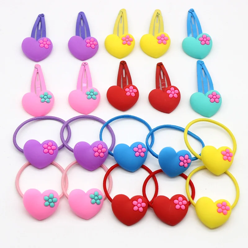 20pc/box Hello Kitty Elastic Hair Bands Unicorn Sponge Bob Storage Box Soft Plastic Cute Cartoon Hair Accessories For Kids Girls - Цвет: Heart B C