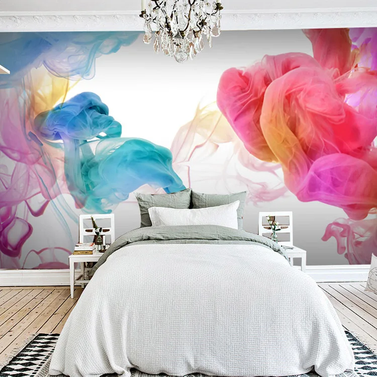 

Custom 3d mural 3D Abstract watercolor smoke mural European style beautiful fresh beauty barber shop living room TV wallpaper
