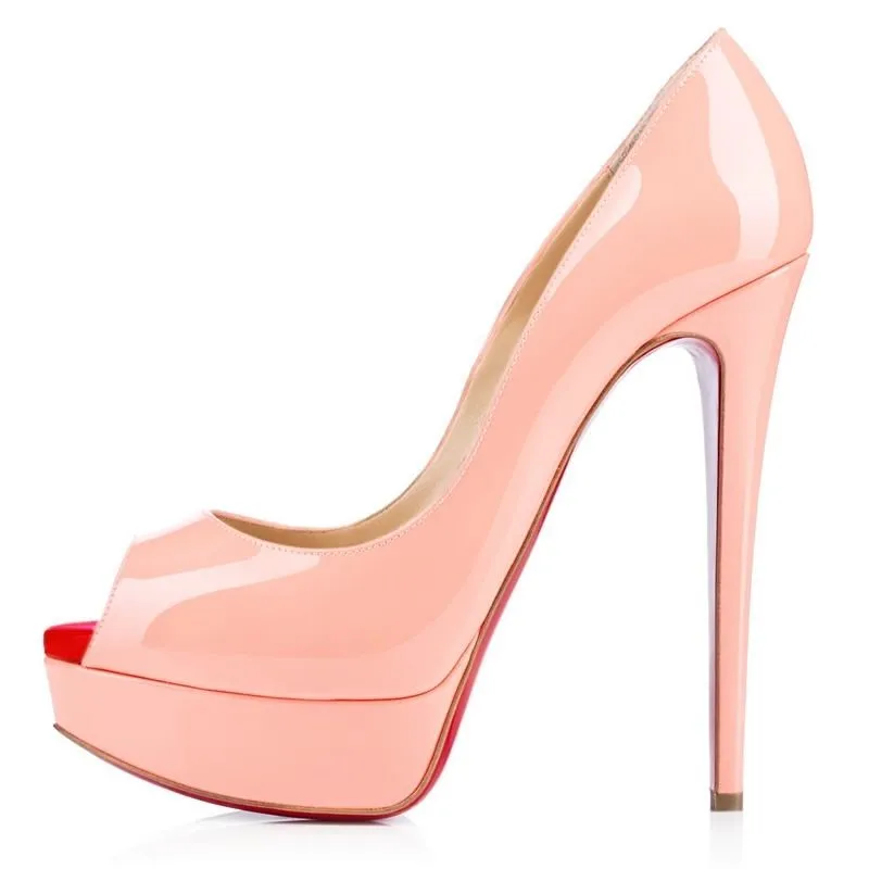 2015-new-brand-Women-Pumps-sexy-platform-Patent-leather-14-cm-high-heels-fish-head-red (4)
