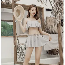 Купальный костюм для женщин, танкини больших размеров, купальный костюм из двух частей, Женская юбка для купания, раздельный,, Подростковый сексуальный корейский купальник, Badpak