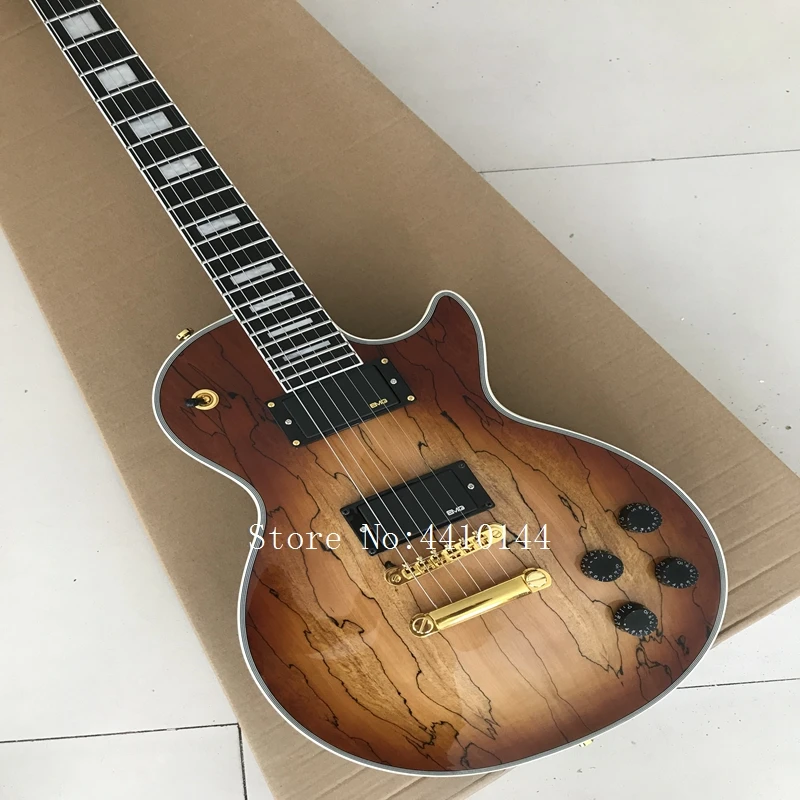 

in stock! Electric guitar Hot Sale Map transparent brown Custom Electric Guitar 6 Strings Guitars