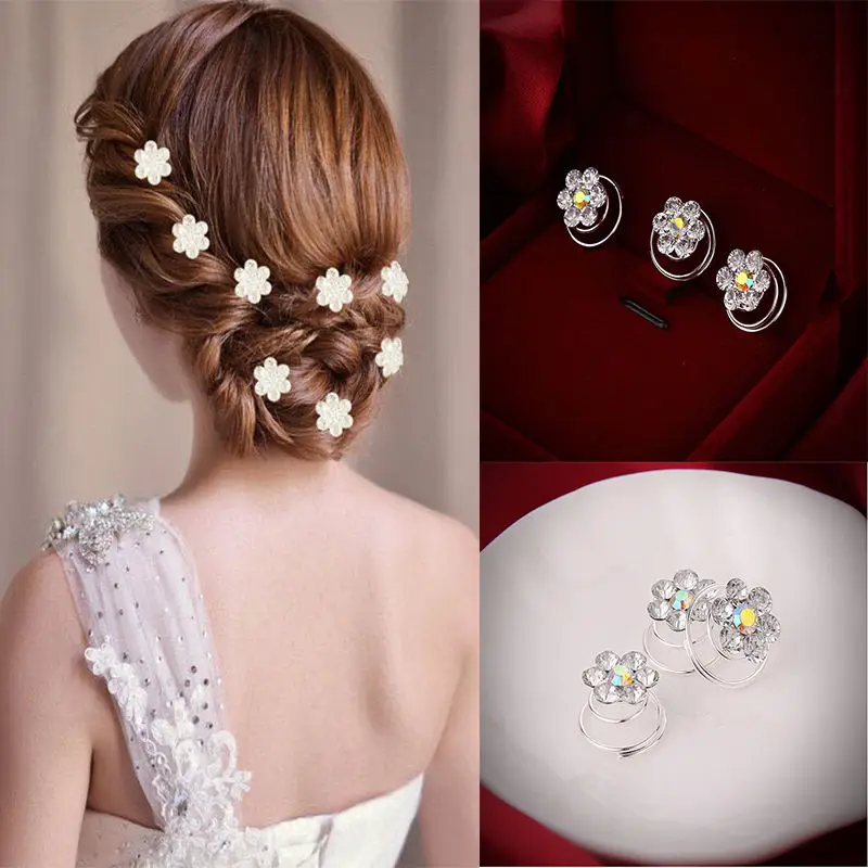 

Hot 12 Pcs Bride Delicate Shiny Clear Crystal Swirl Hair Twists Coils Spirals Wedding Headwear Hairpins Hair Accessories