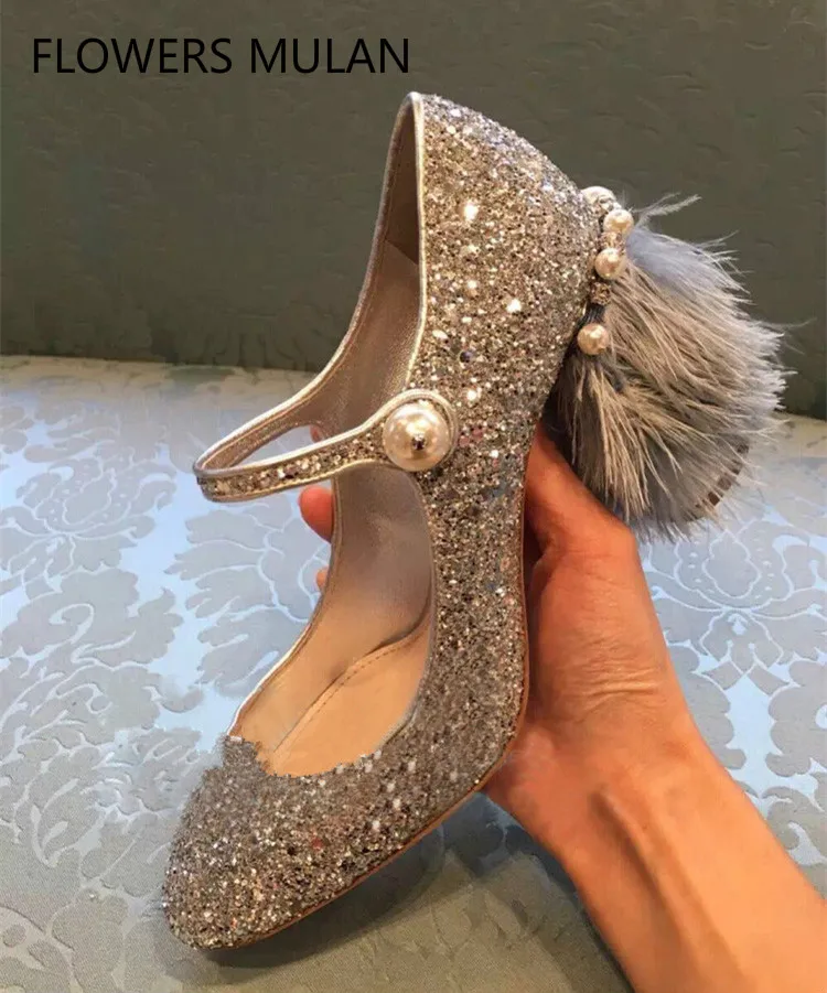 2018Svonces Stylish Fringe Feather Heel Lady Pumps Pearl Embellished Mary Jane Pumps Silver Sequins High Heel Party Shoes Women 2018Svonces Stylish Fringe Feather Heel Lady Pumps Pearl Embellished Mary Jane Pumps Silver Sequins High Heel Party Shoes Women
