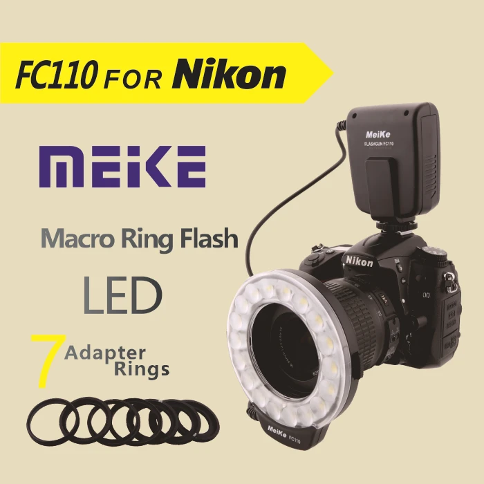 Meike FC110 LED Macro Ring Flash for Nikon D7100 D7000 D5200 D5100 D5000 D3200 D3100 D3000