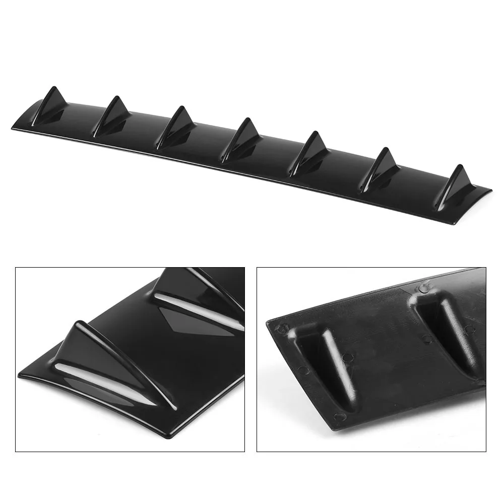 Universal Car Rear Bumper Lip Diffuser 7 Fin Shark Fin Style Car Back Bumper Spoiler Lip Splitter Car-Styling ABS Plastic Top