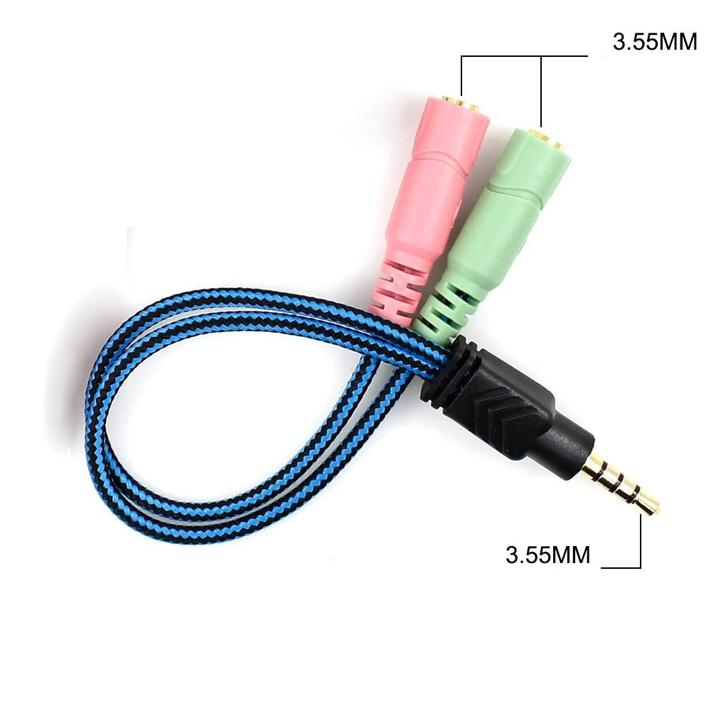 

KOTION 3.5mm Audio AUX Cable Line to 1 Earphone & 1 Microphone Male to Female Adapter Extension Cord Y Splitter to Headphone PC